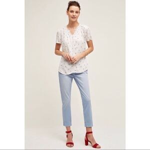 NEW Anthropologie Pilcro Stet Blue Straight Cropped Chino Capri Pants Sze 31